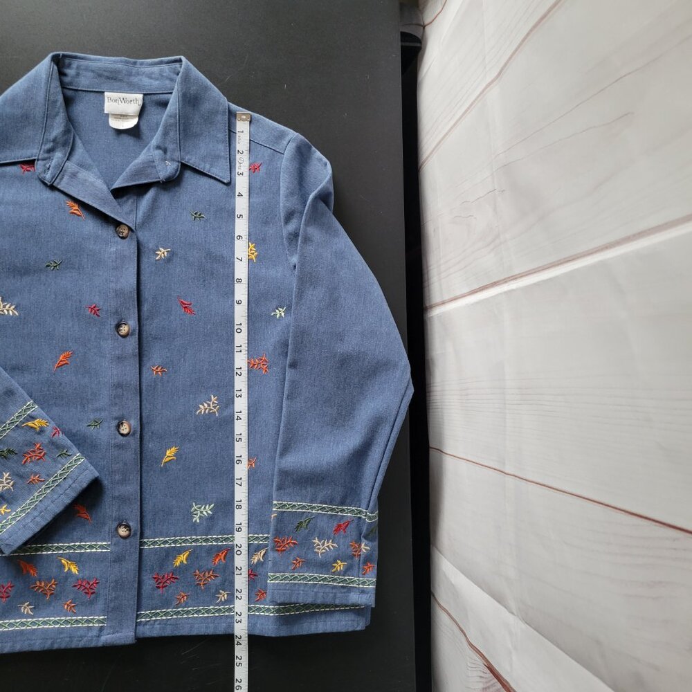 BonWorth Vintage 90’s Embroidered Long Sleeve Blue Denim Button Down Shirt EUC - Picture 10 of 10